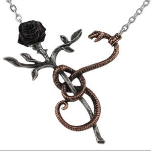 Alchemy Gothic England a rose for Eve serpent snake black rose necklace 2013